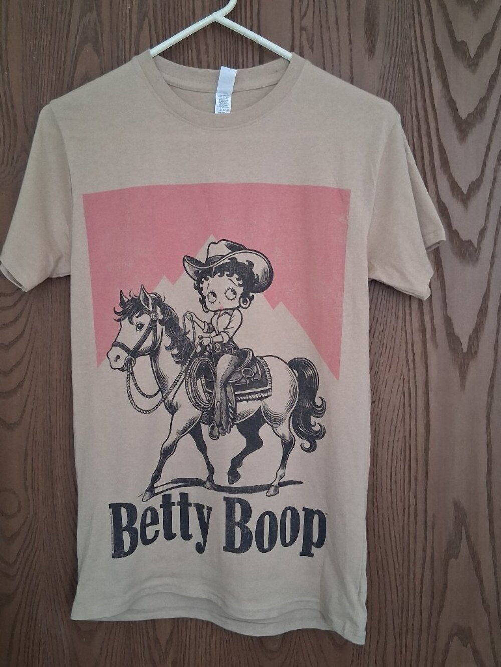Vintage Betty Boop Brown Pink Cowgirl Horse T-Shirt Small Brisco Brands